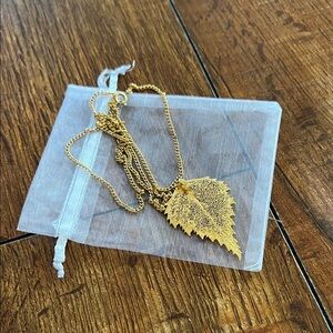 Golden Leaf Charm Necklace